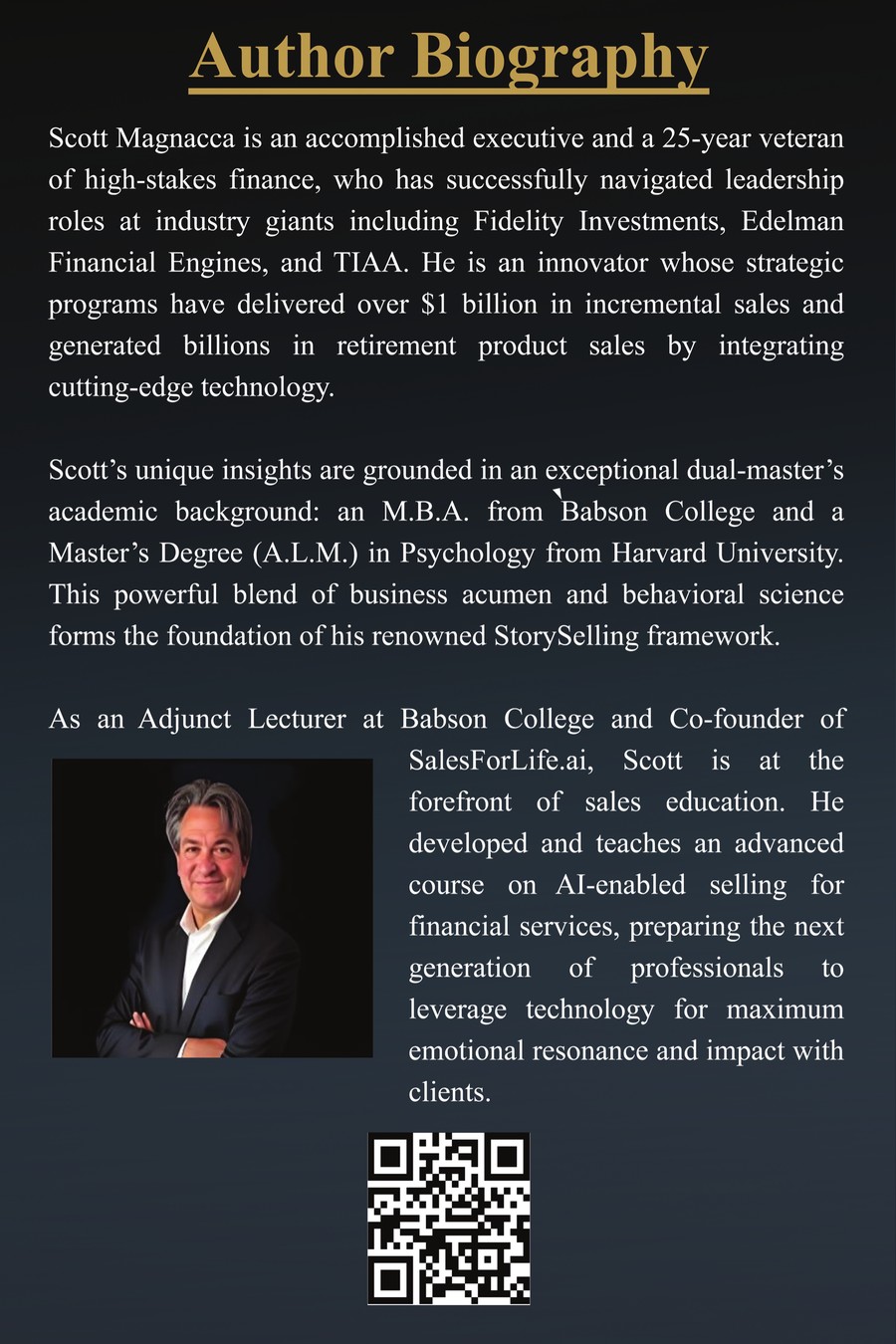 Back cover — author biography for Scott Magnacca